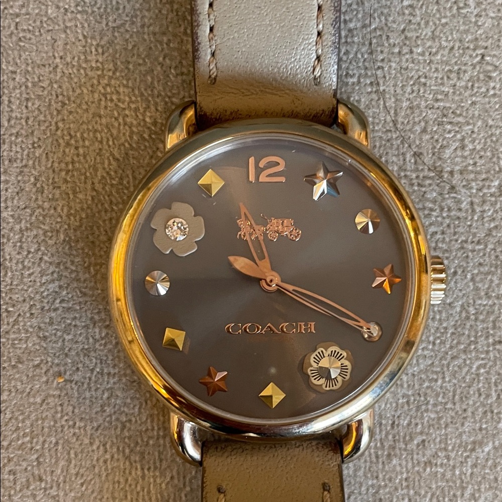 Coach Taupe Leather Strap Watch with Grey Sunray Dial - Picture 3 of 12